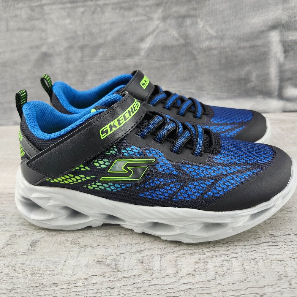 Skechers Boys Size 4 (EU36) Vortex Flash Shoes Blue Grey Green ***Tried On**